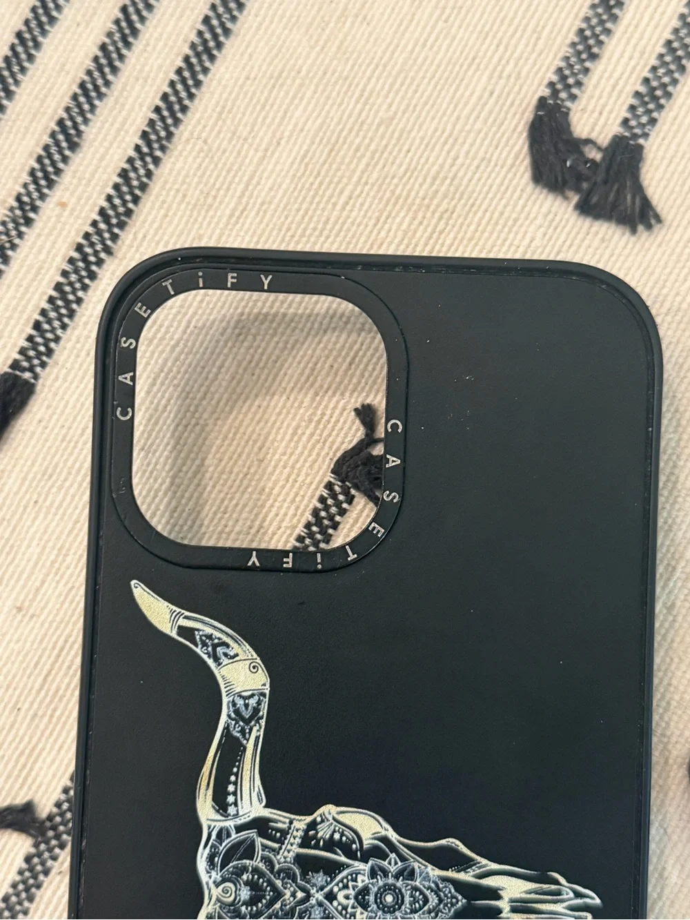 iPhone 13 Pro Max CASETiFY Phone Case with Decorative Bull Skull Design